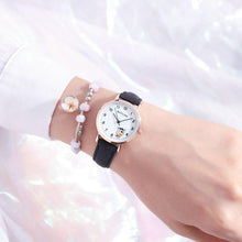 将图片加载到图库查看器,Fashion Childrens Set Bracelet Watch Student Watch Girl Leather Strap Quartz Watch Leather Strap Quartz Watch Children Set Bracelet Watch Leather Band Luxury Quartz Wristwatch
