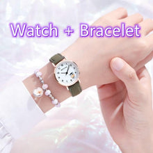 将图片加载到图库查看器,Fashion Childrens Set Bracelet Watch Student Watch Girl Leather Strap Quartz Watch Leather Strap Quartz Watch Children Set Bracelet Watch Leather Band Luxury Quartz Wristwatch