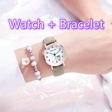 将图片加载到图库查看器,Fashion Childrens Set Bracelet Watch Student Watch Girl Leather Strap Quartz Watch Leather Strap Quartz Watch Children Set Bracelet Watch Leather Band Luxury Quartz Wristwatch