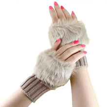 将图片加载到图库查看器,Fashion Fingerless Warm Wool Knitted Classic Fur Half One Size Finger Gloves For Women Cute Soft And Comfortable Trendy Fashion Stretchy Gloves For Women