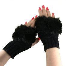 将图片加载到图库查看器,Fashion Fingerless Warm Wool Knitted Classic Fur Half One Size Finger Gloves For Women Cute Soft And Comfortable Trendy Fashion Stretchy Gloves For Women