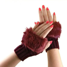 将图片加载到图库查看器,Fashion Fingerless Warm Wool Knitted Classic Fur Half One Size Finger Gloves For Women Cute Soft And Comfortable Trendy Fashion Stretchy Gloves For Women