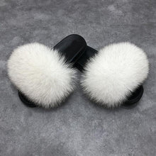 Load image into Gallery viewer, Fashion Fox Fur Slippers Women Home Fluffy Comfort Summer Flats Sweet Shoes Indoor Flip Flops Fur Slides Elegant Sandals Lightweight House Slippers Fuzzy Band Slip On Open Toe Slippers