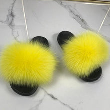 Load image into Gallery viewer, Fashion Fox Fur Slippers Women Home Fluffy Comfort Summer Flats Sweet Shoes Indoor Flip Flops Fur Slides Elegant Sandals Lightweight House Slippers Fuzzy Band Slip On Open Toe Slippers
