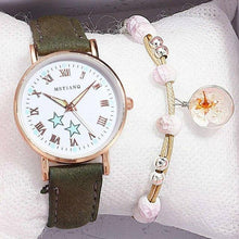 Load image into Gallery viewer, Fashion Girls Quartz Watches Bracelet Set Luminous Dial Watch Women Casual Leather Female Wrist Watch Leather Band Thin Minimalist Casual Simple Dress Quartz Analog Watch