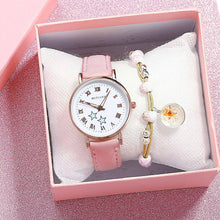 Load image into Gallery viewer, Fashion Girls Quartz Watches Bracelet Set Luminous Dial Watch Women Casual Leather Female Wrist Watch Leather Band Thin Minimalist Casual Simple Dress Quartz Analog Watch