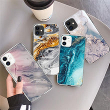将图片加载到图库查看器,Fashion Marble Pattern Phone Case For iPhone 13 12 11 Pro Max 7 8 6 6S Plus X XR XS Max 12Mini 5 5S SE Cute Soft TPU Cover Full Body Protection with Raised Bezel