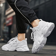 将图片加载到图库查看器,Fashion Mens Sneakers White Trend Casual Comfortable Black Mens Chunky Sneaker Design Summer White Outdoor Running Tennis Sneakers Sport Fashion Comfortable Casual Mens Sneakers