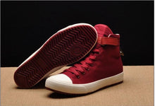 将图片加载到图库查看器,Fashion New Mens Light Breathable Canvas Casual Black White High Top Solid Color Sneakers Shoes Vulcanized Mens Sports Walking Jogging Non Slip Athletic Sneakers