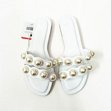 将图片加载到图库查看器,Fashion Party Dresses Shoes Pearl Sandals Flat Women Flip Flops Casual Beach Flat Slippers Dressy Flat Sandals With Pearls Slip On Summer Beach Bridal Shoes