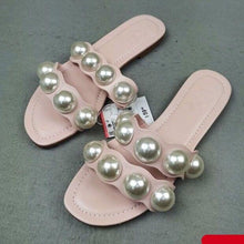 将图片加载到图库查看器,Fashion Party Dresses Shoes Pearl Sandals Flat Women Flip Flops Casual Beach Flat Slippers Dressy Flat Sandals With Pearls Slip On Summer Beach Bridal Shoes