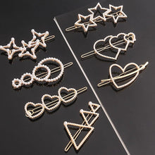 Load image into Gallery viewer, Fashion Pearl Hair Clip Women Girls Elegant Design Triangular Star Round Hairpin Barrette Hair Pins Ponytail Gorgeous Hair Accessories For Women