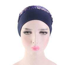 Load image into Gallery viewer, Fashion Printed Flowers Soft Beanie Turban Hat Inner Hijabs Cap Muslim Head Scarf Turban Bonnet Ladies Wrap Under Hijab Caps For Women