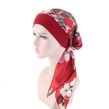 Load image into Gallery viewer, Fashion Printed Flowers Soft Beanie Turban Hat Inner Hijabs Cap Muslim Head Scarf Turban Bonnet Ladies Wrap Under Hijab Caps For Women