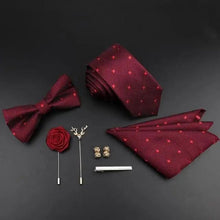 将图片加载到图库查看器,Fashion Red Business Necktie Matching Bowtie Flower Vintage Design Set For Men Self-Tie Bow Tie And Pocket Square Classic Business Tuxedo Wedding Bowties Handkerchief Set Men Necktie And Pocket Square Set
