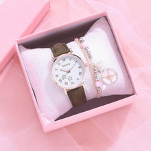 将图片加载到图库查看器,Fashion Set Watch Casual All-Match Leather Strap Student Watch Luminous Five-Pointed Star Dial Childrens Luminous Watch Women Casual Leather Female Wrist Watch Leather Band Quartz Watch