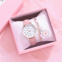 将图片加载到图库查看器,Fashion Set Watch Casual All-Match Leather Strap Student Watch Luminous Five-Pointed Star Dial Childrens Luminous Watch Women Casual Leather Female Wrist Watch Leather Band Quartz Watch