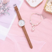 将图片加载到图库查看器,Fashion Set Watch Casual All-Match Leather Strap Student Watch Luminous Five-Pointed Star Dial Childrens Luminous Watch Women Casual Leather Female Wrist Watch Leather Band Quartz Watch