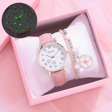 将图片加载到图库查看器,Fashion Set Watch Casual All-Match Leather Strap Student Watch Luminous Five-Pointed Star Dial Childrens Luminous Watch Women Casual Leather Female Wrist Watch Leather Band Quartz Watch