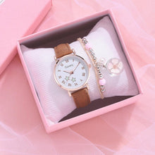 将图片加载到图库查看器,Fashion Set Watch Casual All-Match Leather Strap Student Watch Luminous Five-Pointed Star Dial Childrens Luminous Watch Women Casual Leather Female Wrist Watch Leather Band Quartz Watch