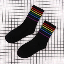 Load image into Gallery viewer, Fashion Socks Cotton Rainbow Color Black And White Christmas Gift Classic Warm Casual Tide Harajuku Funny Cute Pop Korean Socks Short Socks For Men And Women