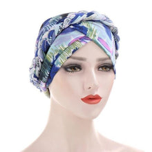 Load image into Gallery viewer, Fashion Soft Cotton Print Braid Turban Lightweight Muslim Turbans Head For Women Women's Hijabs Caps Hat Lightweight Inner Hijab Caps Elegant Arab Wrap Head Scarves Turban Scarf For Women