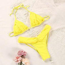 将图片加载到图库查看器,Fashion Swimwear Women Bikini Sets Women Lace Up Two Piece String Bikinis Beach Swimsuit Triangle Bathing Suit Side Tie Swimwear String Swimming Suit For Women Bathing Suit Micro Halter String Triangle Bikini
