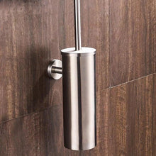 将图片加载到图库查看器,Fashion Toilet Cleaning Brush Holder Sets Wall Mount Stainless Steel Bathroom Accessories Hardware Black Chrome Toilet Bowl Brush with Stainless Steel Handle Durable Bristles Deep Cleaning Compact Bathroom Brush Save Space Good Grip Anti-Drip