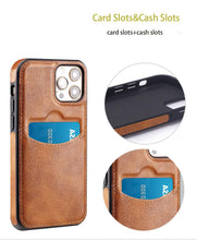 将图片加载到图库查看器,Fashion Wallet Card Holder Back Cover For iPhone 13 Pro Max 12 Mini 11 Xr X Xs 14 Pro Max Luxury PU Leather Case Genuine Leather iPhone Cover For Men Stylish Slim Design