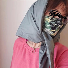 Load image into Gallery viewer, Fashion Winter Light Soft Warm Puffer Neckerchief Puff Neck Scarf Lightweight Head Wrap Headscarf Scarf Triangle Shawl Hood Scarf Puffy For Women