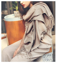 将图片加载到图库查看器,Fashion Winter Soft Wool Scarf Thickening Cashmere Lightweight Scarves Elegant Scarves Cashmere Escharpe Scarfs Lightweight Shawls Hijabs Shawls Scarves Warm Warps For Women