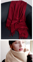 将图片加载到图库查看器,Fashion Winter Soft Wool Scarf Thickening Cashmere Lightweight Scarves Elegant Scarves Cashmere Escharpe Scarfs Lightweight Shawls Hijabs Shawls Scarves Warm Warps For Women