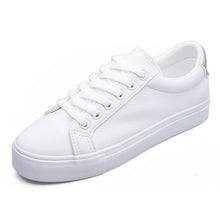 Load image into Gallery viewer, Fashion Women's Vulcanize White Shoes Spring New Casual Classic Leather Women Casual White Sneakers Casual Sports Flat Low Top Sneaker Lace-up Classic Shoes