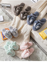 将图片加载到图库查看器,Fashion Women Slippers Winter Warm Fur Shoes Men Couples Cute Rabbit Ears Soft Sole Home Indoor Plush Winter Warm Memory Foam Cotton Home Slippers Soft Plush Fleece Slip On House Slippers