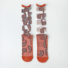 Load image into Gallery viewer, Fashion Women Socks New Spring Summer Mesh Thin Long Printed Socks Women Casual Breathable Fresh Flower Socks Korea Style Color Thin Socks For Women