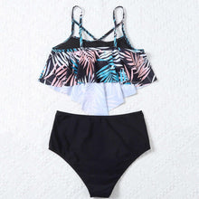 Load image into Gallery viewer, Fashionable And Stylish Design Women Leaf Print Soft Comfortable Suitable High Waist Swimsuit Bikini Women's Suits Two Pieces Top High Waist Bottom Two Piece Sets Beach Swimwear