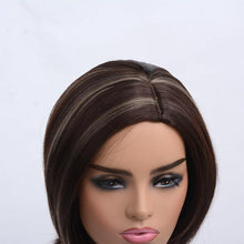 将图片加载到图库查看器,Fashionable Trendy Straight Bangs Style Pixie Cut Synthetic Wig Brown Mixed Short Natural Full Wigs For Black Women For Black Women Gifts for Girlfriends