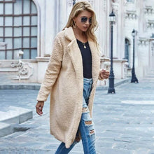 Load image into Gallery viewer, Faux Shearling Open-Front Longline Teddy Coat