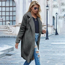 Load image into Gallery viewer, Faux Shearling Open-Front Longline Teddy Coat