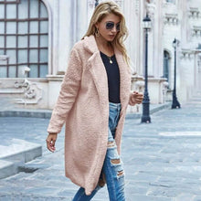 Load image into Gallery viewer, Faux Shearling Open-Front Longline Teddy Coat