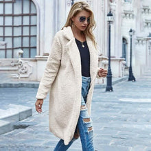Load image into Gallery viewer, Faux Shearling Open-Front Longline Teddy Coat
