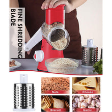Load image into Gallery viewer, FAVIA Rotary Cheese Grater with Handle - Food Shredder with 3 Stainless Steel Drum Blades