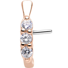 将图片加载到图库查看器,20G Clear CZ Gem Rose Gold IP Faux Hoop L Shaped Nose Ring