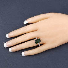 Load image into Gallery viewer, 6.16 Carat Genuine Green Tourmaline and White Diamond 14K White Gold Ring