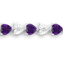 Load image into Gallery viewer, 6.59 Carat Genuine Amethyst and White Diamond .925 Sterling Silver Bracelet