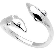 将图片加载到图库查看器,Silver Plated Double Dolphin Toe Ring