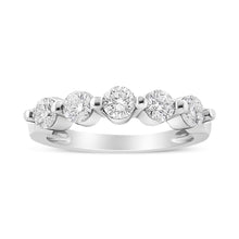 将图片加载到图库查看器,14K White Gold 1.00 Cttw Brilliant Round Cut Diamond 5-Stone Band Ring (H-I Color, SI2-I1 Clarity) - Ring Size 7