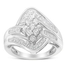 Load image into Gallery viewer, 10K White Gold Diamond Bypass Cluster Ring (1 Cttw, I-J Color, I2-I3 Clarity) - Size 7