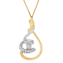 Load image into Gallery viewer, Espira 10K Two-Tone Yellow & White 1/6 Cttw Brilliant-Cut Diamond Layered Spiral 18" Pendant Necklace (H-I Color, I2-I3 Clarity)