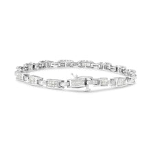 将图片加载到图库查看器,14K White Gold 2.0 Cttw Princess Cut Invisible Set Diamond Rectangular Link Bracelet (I-J Color, I1-I2 Clarity) - 7.25"
